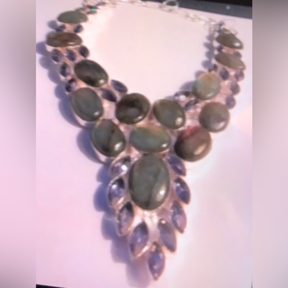 Amethyst Labradorite 925 Sterling Silver Necklace